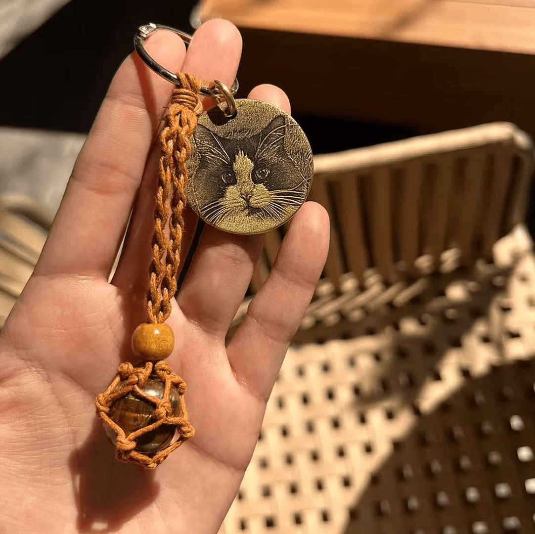 💎 Custom Bronze Engraved Pendant with Healing Stones🔮 - mogumark